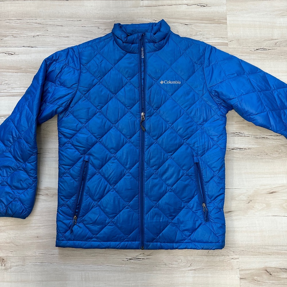 Blue Columbia Down Jacket w/ Omni heat technology